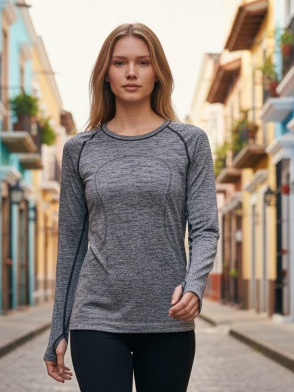 Lululemon Heather Gray Long Sleeve Athletic Top Swiftly Style Yoga Sz 6